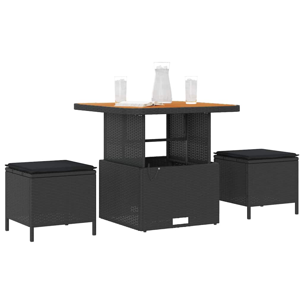 Garden Dining Set Black Poly rattan